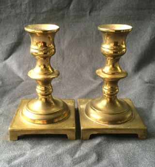Vintage Antique Solid Brass Footed Candle Sticks Candle Holder Pair Short