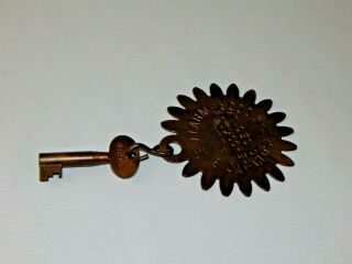 Vintage Brass Fire Box Key W Tag Ps No.  17 Rich.  4808 Firefighting Hollow Center