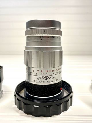 VINTAGE Leica Leitz Elmarit 90mm F/2.  8 M Lens w/ case & RARE LENS HOOD 3