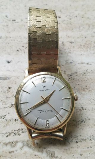 Vintage Hamilton Thin - O - Matic Mens 10k Gf Watch With Kreisler Band Not Running