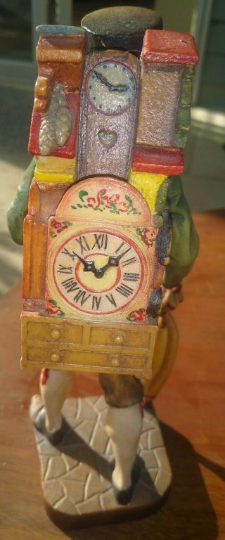 HOTZSHNITEREI FRANZ BARTHELS OBERAMMERGAU WOOD HAND CARVED Clock Salesman. 2