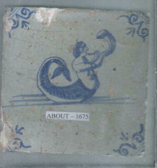Rare Antique Dutch Delft Tile Around 1675