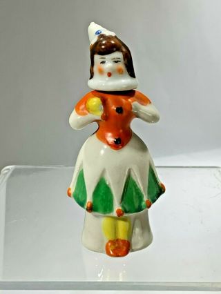 Vintage Art Deco Porcelain Figural " Harlequin Girl " Perfume Bottle Japan