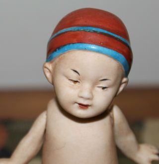 Rare Antique All Bisque Heubach Doll Chin Chin Asian