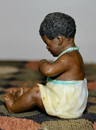 RARE ANTIQUE All Bisque BLACK BABY Figurine GEBRUDER HEUBACH Piano Baby 2