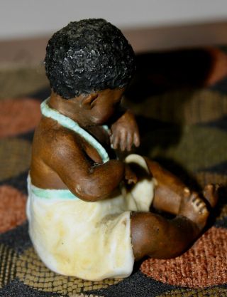 RARE ANTIQUE All Bisque BLACK BABY Figurine GEBRUDER HEUBACH Piano Baby 3