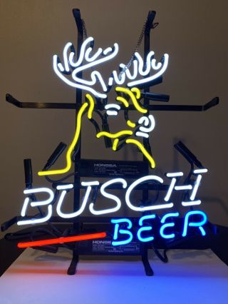 " Busch Beer " Bar Deer Sign Vintage Neon Light Boutique Workshop Home Wall Decor