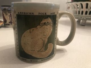 Otagiri Warren Kimble American Folk Art Persian Cat Kitty Coffee Mug Cup Japan