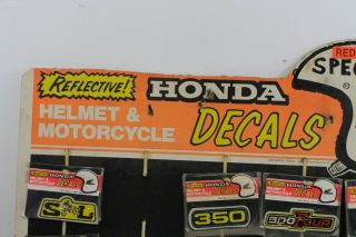 Vintage Honda Helmet & Motorcycle Decal Sticker Store Display Sign 3