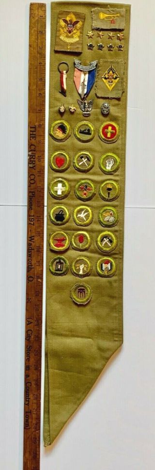 Bsa Sash Gold Filled Pins Eagle Scout Sterling Silver Pin Medal Merit Badges Vtg