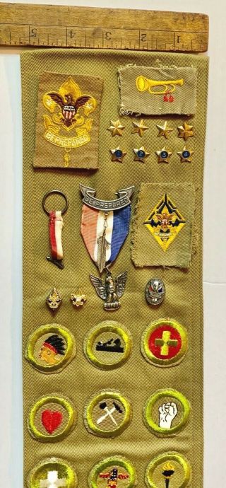 BSA Sash Gold Filled Pins Eagle Scout Sterling Silver Pin Medal Merit Badges VTG 2