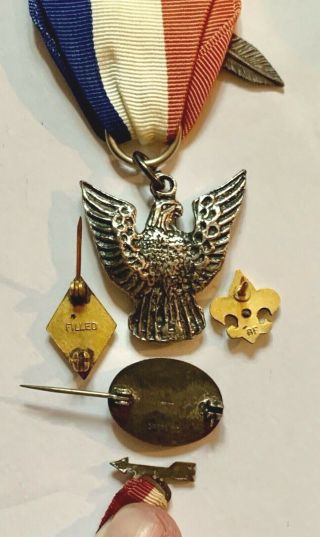 BSA Sash Gold Filled Pins Eagle Scout Sterling Silver Pin Medal Merit Badges VTG 3