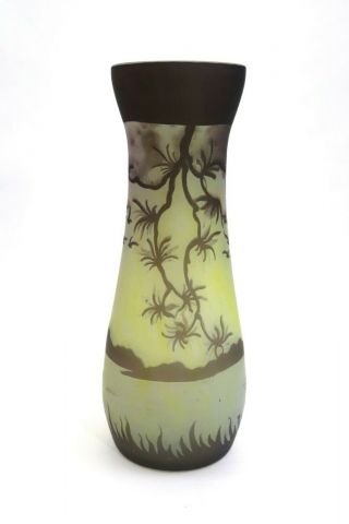 Muller Freres Luneville French Art Deco Cameo Glass Vase Rare