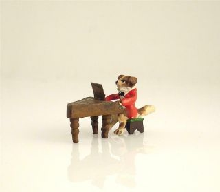 Nos Franz Bergmann Vienna Small Dog Playing Piano Musician Bronze Bulldog Bully