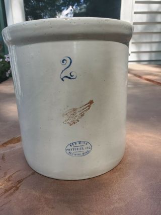 Antique Red Wing 2 Gallon Crock Pottery Vintage 1936 - 1947