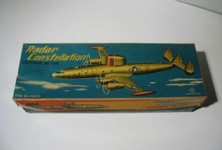 Vintage Lockheed Constellation 10 " Tin Airplane - Box Only - Yonezawa Toys 10220