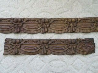 2 Old French Metal Embossed Tin Valance Front Only Tassels Bows Scallops 3 