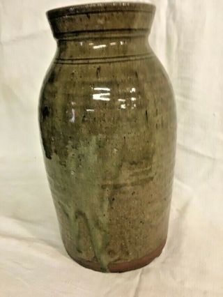 Antique Southern Tall Stoneware Jar Alkaline Glaze,  Possibly Alabama,  1850 - 1899