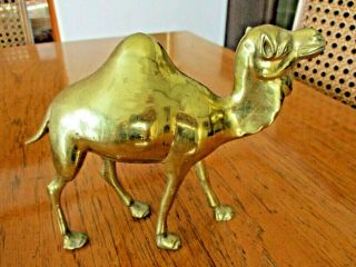 Fine Vintage Metal Brass Walking Camel Figurine 6 " Tall X 7.  5 " W Heavy Weight