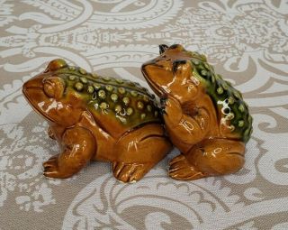Vintage Horny Toads Frog Salt & Pepper Shakers Ceramic Japan Frogs Risqué