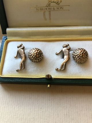 Vintage 9ct yellow gold golf ball And Golfer cufflinks (9.  8g) Circa 1960 2