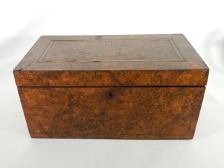 Antique Victorian Burr Walnut Veneer Timber Lidded Stationary Box Sewing Burl