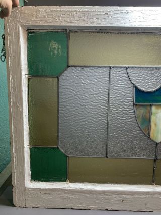 1910 Antique ART NOUVEAU Shield STAINED LEADED GLASS Old ESTATE Salvage WINDOW 3