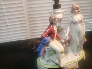 Antique German Porcelain Lamp Courting Couple with letter and beautifu GERMANY 2