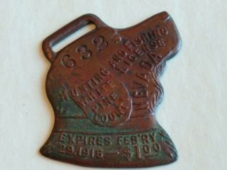 Antique Pa Fishing License Buttons 1916 Nevada