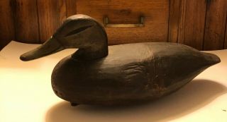 Vintage Wood Duck Decoy With Weighted And Teathered 18 " L