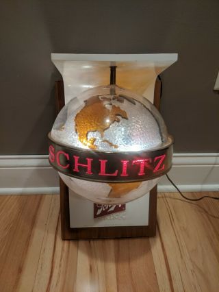 Vintage Schlitz Beer Rotating Spinning Motion Bar Sign Globe