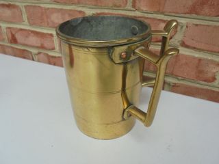 Antique 2 - Handled Brass & Copper Stein Cup Pitcher Measure Vessel
