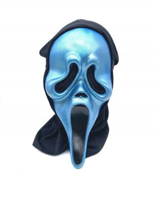 Vintage Scream Ghost Face Stamped Easter Unlimited Mask Metallic Blue Rare