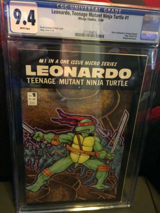 Leonardo,  Teenage Mutant Ninja Turtle Tmnt 1 Cgc 9.  4 Nm Wp Mirage Studios 12/86