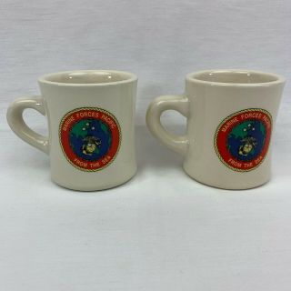 Vintage 2 Mil - Art Marine Forces Pacific Mugs - From The Sea - Restaurant Mugs