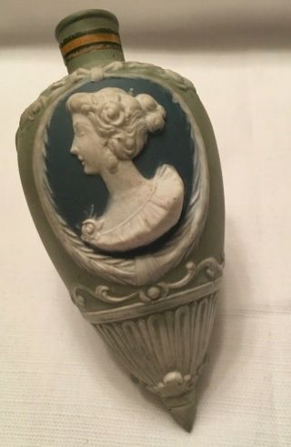 Antique Vintage English Jasperware Perfume Green Wedgewood - Blue White