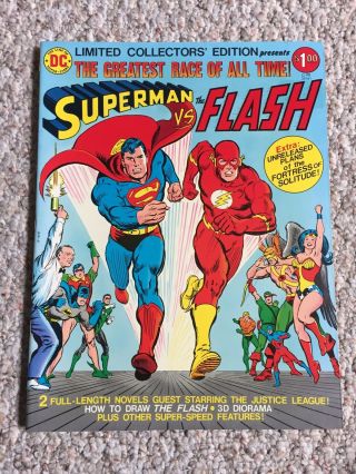 Superman Vs Flash Large Comic Book Dc Limited Collectors Edition C - 48 1976 Nm