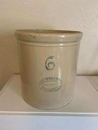 Vintage Antique 6 Gallon Stoneware Crock Western Pottery Company Denver Colorado