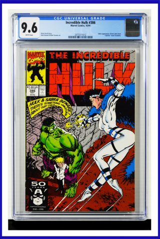 Incredible Hulk 386 Cgc Graded 9.  6 Marvel October 1991 White Pages Comic Book