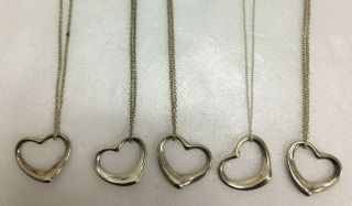 Auth Vintage Tiffany Co Sterling Silver 925 Open Heart Small Necklace 5pc Set