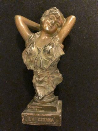 La Gitana The Gypsy - Late 19th Early 20th Cent.  Spelter Metal Bust Statue
