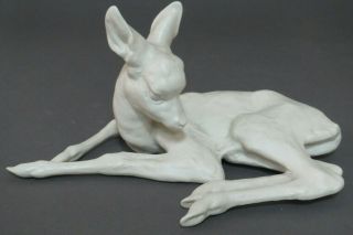GERMAN ROSENTHAL BISQUE FIGURE OF A FAWN BABY DEER BAMBI F.  HEIDENREICH SIGNED 2