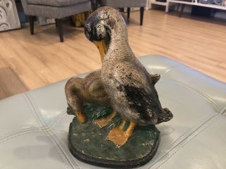 Rare Antique Cast Iron Hubley 291 Doorstop Mallard Ducks Birds -