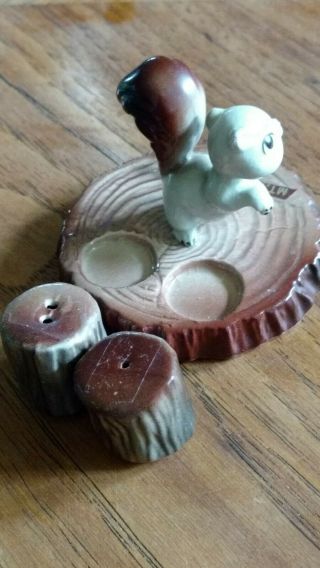 Vintage Freeman McFarlin squirrel chipmunk salt pepper base ceramic animal rare 2