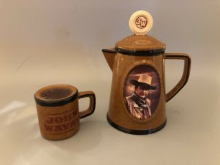 Vintage John Wayne Coffee Pot & Mug Salt And Pepper Shakers