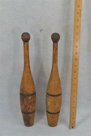 Antique Exercise Workout Wooden Matched Pair Indian Clubs 1 Lb Each