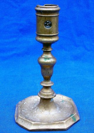 Rare 17th Century French Acorn Baluster Bronze Socket Candlestick Circa 1675