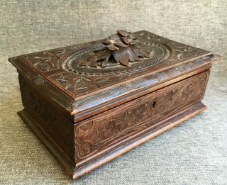 Big Antique Black Forest Jewelry Box Made Of Wood Early 1900 