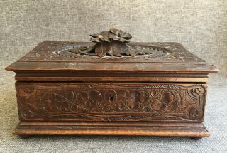 Big antique black forest jewelry box made of wood early 1900 ' s Germany woodwork 2