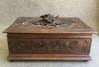 Big antique black forest jewelry box made of wood early 1900 ' s Germany woodwork 3